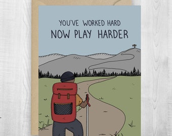 Retirement Adventure greeting card, celebration, retirement card, congrats card, accomplishment, adventure, hiking card, promotion card