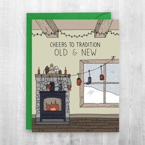 Tradición, alegría, vacaciones, aventura, tarjeta de senderismo, raquetas de nieve, esquí, snowboard, Sherpa Ant, invierno, frío, tarjeta de vacaciones, juego de tarjetas, trineo