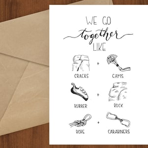 Rock Climbing Card, wenskaart print, rotsklimmen, bergbeklimmen, liefde, partner, avontuur, we gaan samen, Sherpa Ant, jubileum