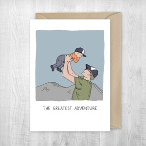 La tarjeta de felicitación más grande de la aventura, nuevo papá, montañas, compañero de senderismo, aventura, felicidades, senderismo, papá, día del padre, tarjeta del padre nuevo bebé