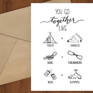 You Go Together - Gipfel Beer Karte, Kartendruck, Camping, Lagerbier, Partner, Abenteuer, Hochzeit, Sherpa Ameise, Jubiläum, Kletterwanderung