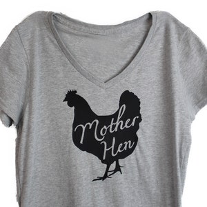 Mother hen ladies v-neck top | Homesteading shirt | Farming tee | Women&#39;s chicken shirt | Short-sleeved top | Mothers Day Gift for Mom