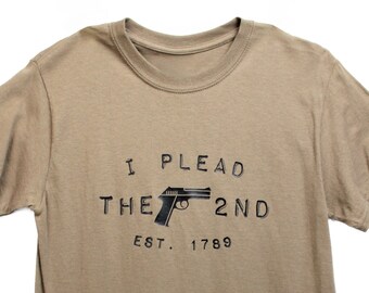 Camiseta de pistola para hombre / Camiseta "I plead the second" / Segunda enmienda / Divertidos derechos de armas / Regalo del Día del Padre para papá / Regalo de pistola / Pistola