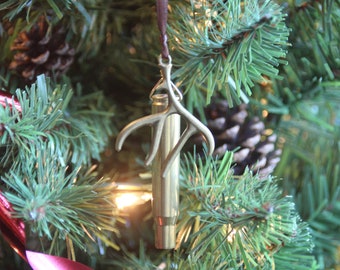 Bullet and Antler Christmas Tree Ornament| Empty | Hunting | Gun Lover's Ornament | Deer Ornament | Outdoor Home Decor | Gift for Dad