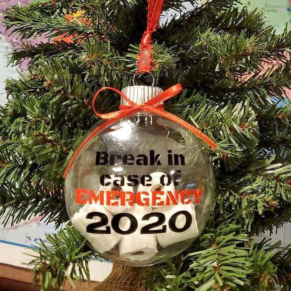 2020 Toilet Paper Break in Case of Emergency Christmas Tree Ornament | Funny TP Home Decor | Unique Gift for Dad | Shatterproof Acrylic