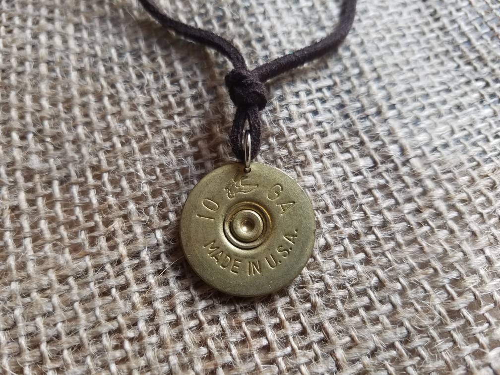 Shotgun Shell Necklace / Bullet Slice and Leather Cord