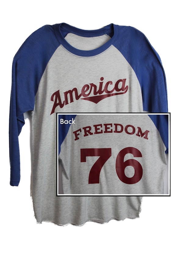 トップス refomed BASEBALL BIG TEE America Baseball 3/4 Sleeve Length Unisex Tee | Freedom 76 T-shirt