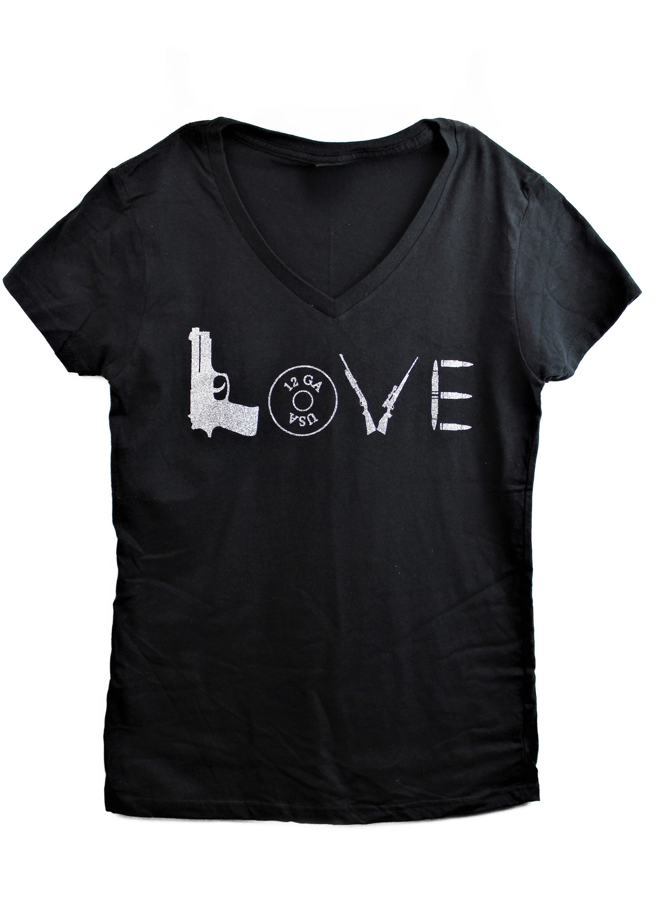Love Guns Ladies' V-neck T-shirt Short Sleeved Shooting - Etsy