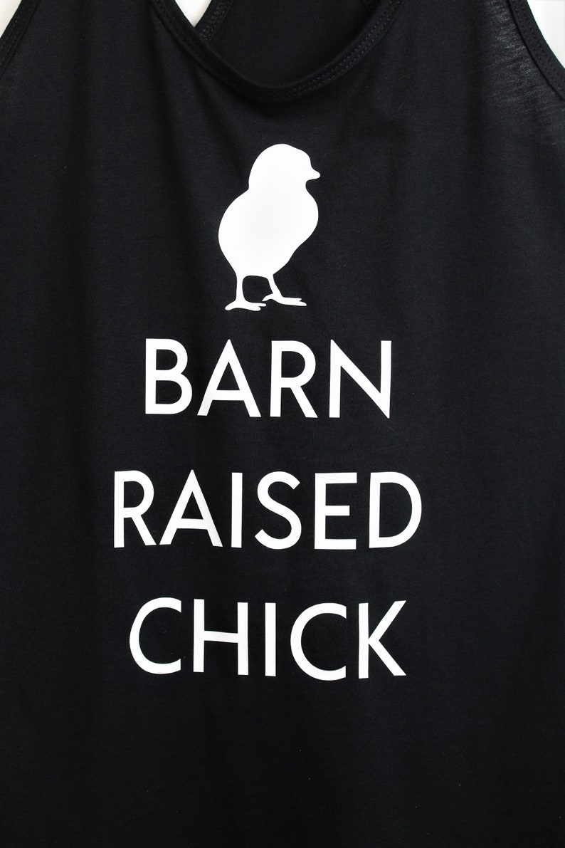 Ladies' racerback tank top, Barn Raised Chick, Homesteader Tank, Farm Girl Shirt, Peep Tank, Sizes S, M, L, XL, 2XL, gift for chicken mom image 2