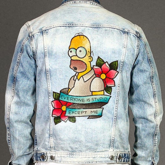 Homer Simpson custom denim jacket Etsy
