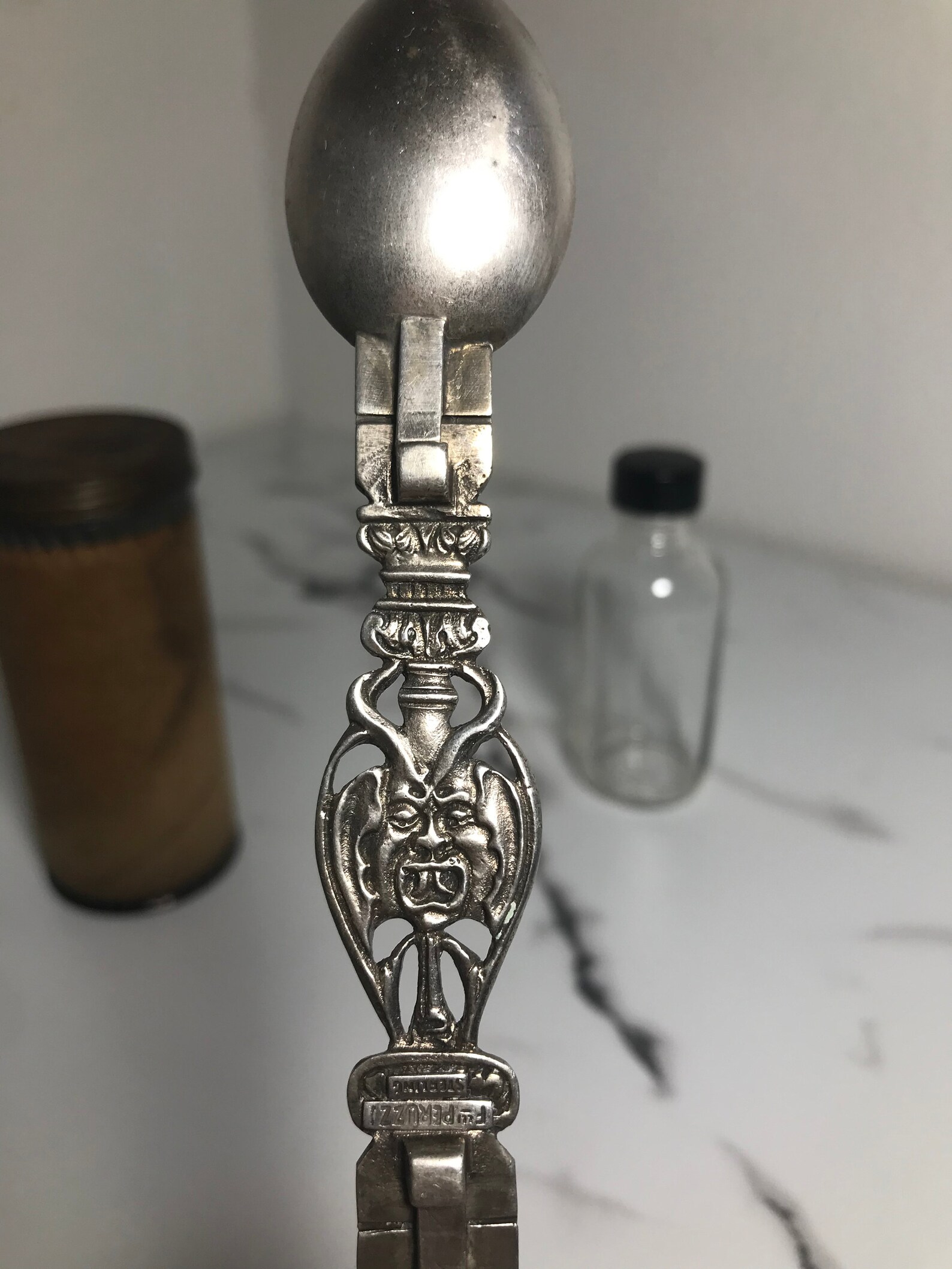 Antique Sterling Medicine Spoon and Medicine Bottle Etsy UK