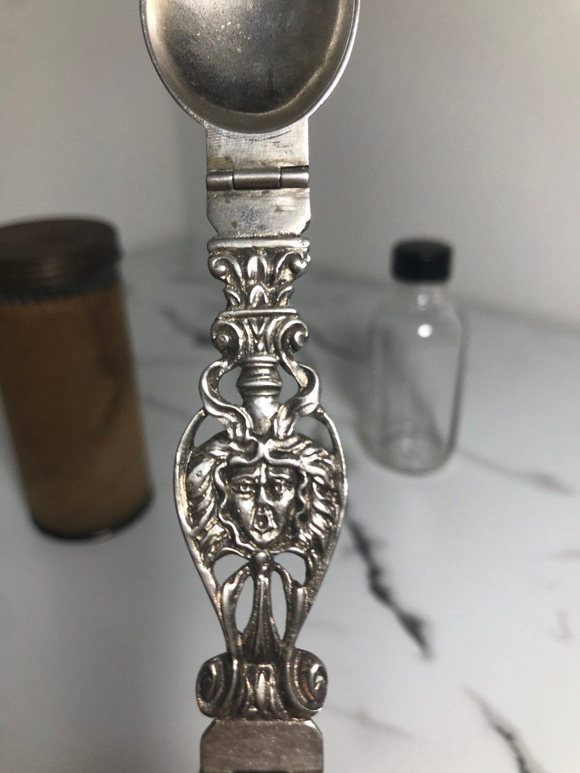 Antique Sterling Medicine Spoon and Medicine Bottle Etsy UK