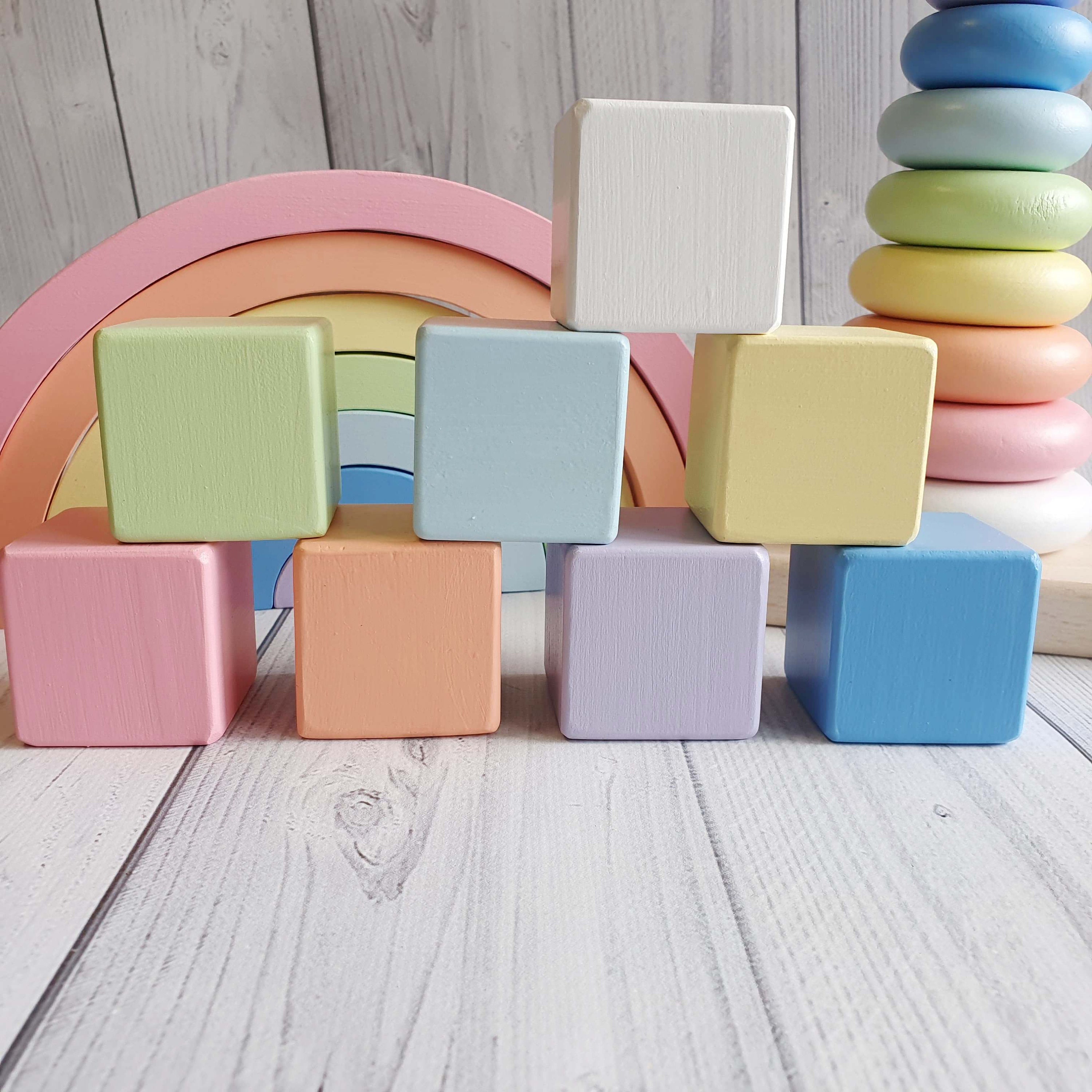 Baby Building blocks Pastel Wooden Blocks 1st Christmas gift Etsy