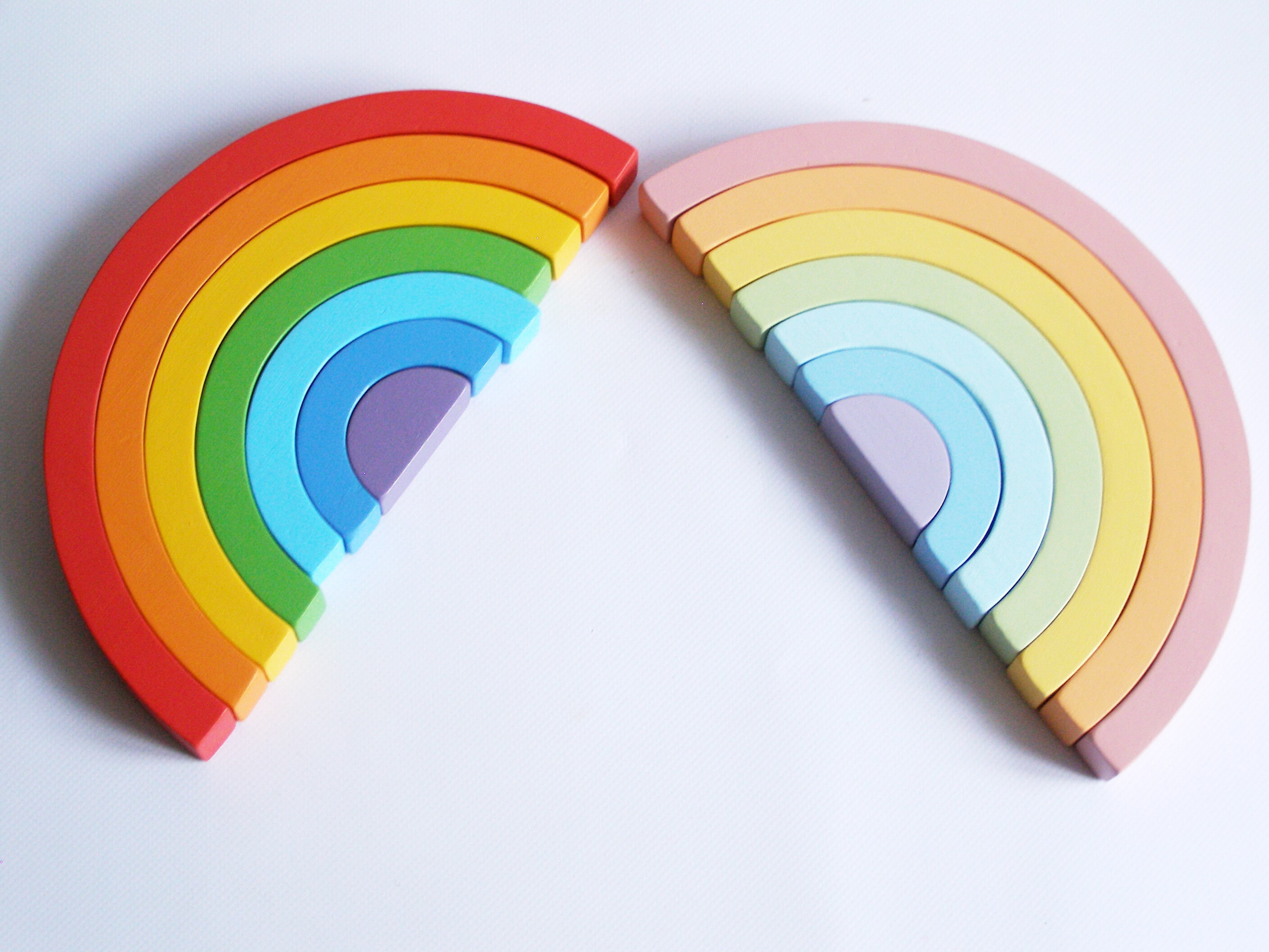 Wooden Rainbow Stacking Toy Pastel Rainbow Arch Montessori Etsy