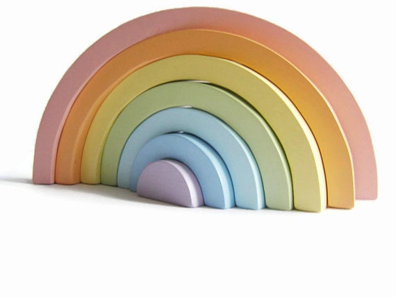 Pastel Rainbow Stacker Wooden Toy New 