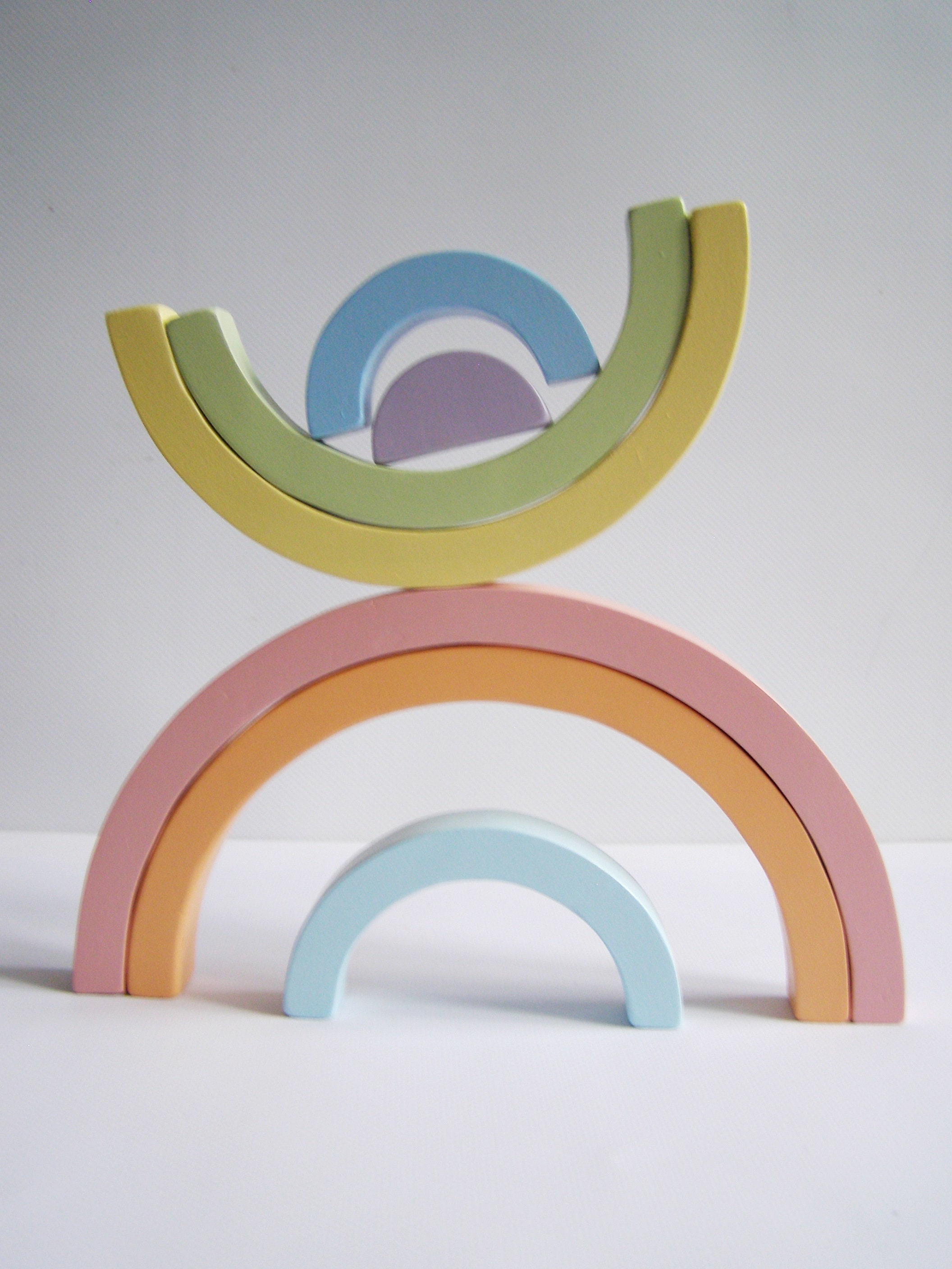 Wooden Rainbow Stacking Toy Pastel Rainbow Arch Montessori Etsy.de