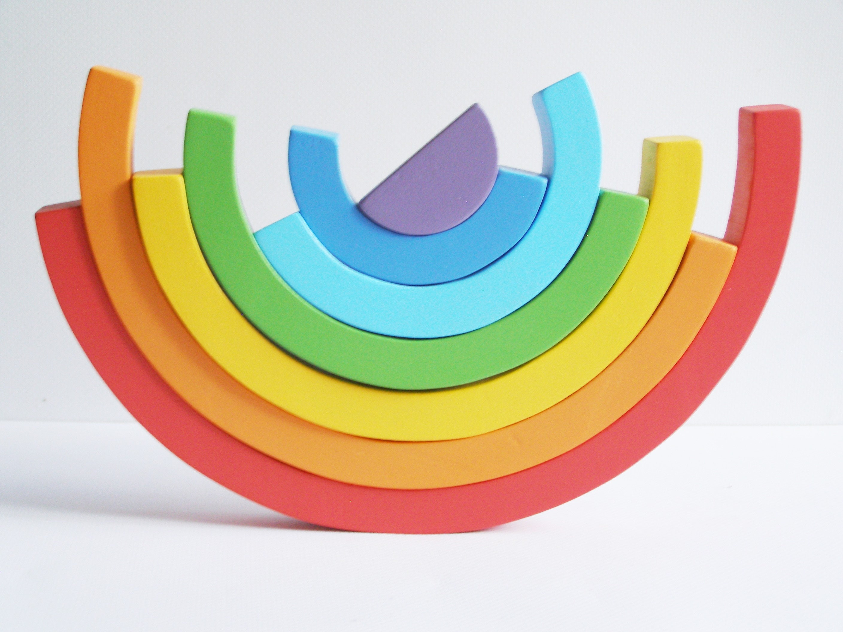 Rainbow Stacker Wooden Toy Classic Stackable Rainbow Arch Etsy