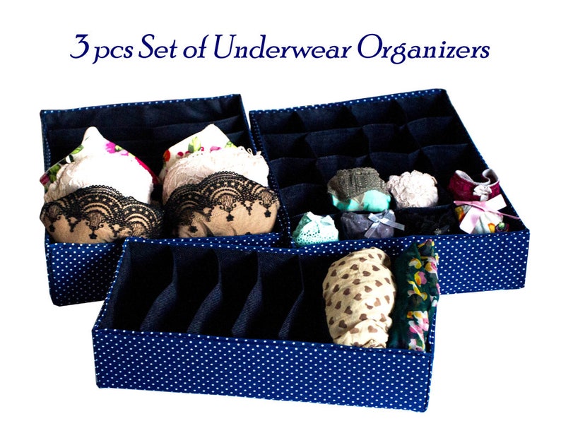 3 Pcs Drawer Organizers Set Underwear Organizers Lingerie Etsy