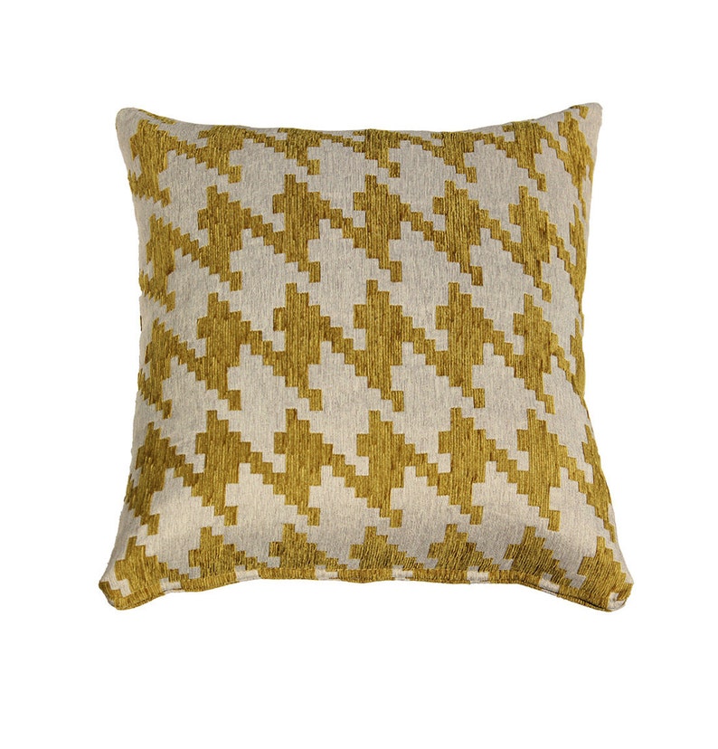 Houndstooth Pillow Cover Yellow Gray Etsy