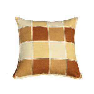 Squares Pillow Cover - Brown, Beige & Yellow