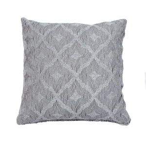 Crochet Pillow Cover - Silver