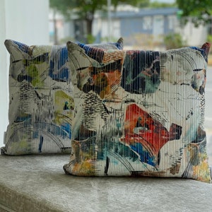 Textured Floral Pillow Cover- Blue, Green, Orange, Purple & Yellow