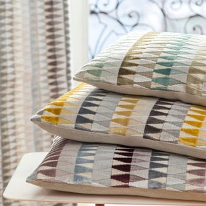 Velvet Geometric Pillow Cover - Beige, Red, Blue, Green & Mauve