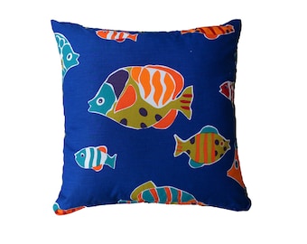 Fish Pillow Cover - Blue