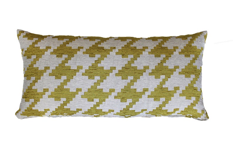 Houndstooth Pillow Cover Yellow Gray Etsy
