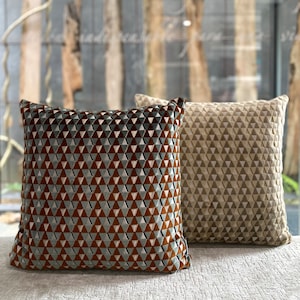 Geometric velvet Pillow Cover - White, Beige, Blue, Silver, Rust