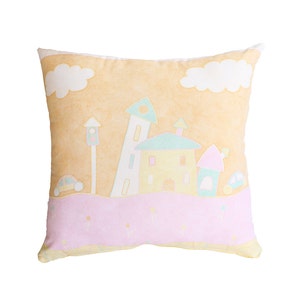 Castle Pillow Cover - Pink, Green & Orange