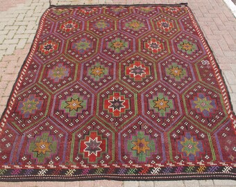 Anatolian Rug Home Decor Turkish Kilim 105 X 87 cm = 3,4 x 2,8 ft Free Shipping Kilim Rug Small Kilim Boho Rug Vintage Kilim