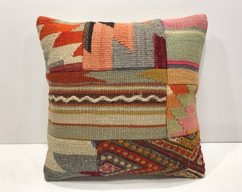 16x16 Pillow Case Sale Kilim Pillow Cover Kilim Wool Cushion Cover French Decor SALE Cushions Handmade Mid Century Kilim Pillow Cover