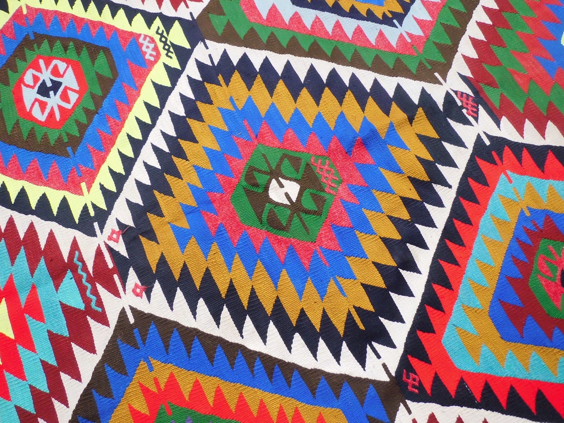 Vintage Area Rug Kilim Rug Colorful Rug Floor Rugs Rugs Etsy