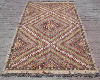 Handmade Vintage Kilim Rug, Muted Tones for Rustic Decor, Perfect Living Room Area Rug, Ideal Housewarming Gift