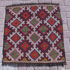 Handwoven Turkish Kilim Rug: 2x3 Vintage Doormat, Wall Hanging