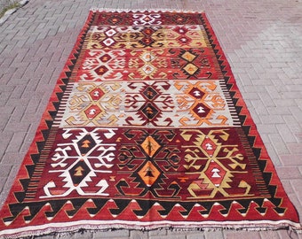Alfombra Kilim Turca Vintage: Alfombra de Lana Hecha a Mano con Medallón (1,7 x 3 m)