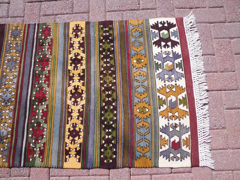 Turkish Kilim Runner Area Rug Handwoven Rug Kilim Runner Etsy