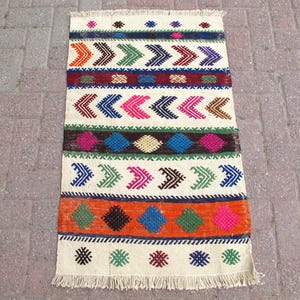 Vintage Anatolian Kilim Rug 2x3: Handwoven Wool Tribal Decor