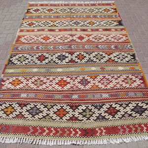 6x9 Kilim Rug | Vintage Anatolian Turkish Kilim | Multicolor Boho Carpet | Traditional Woven Large Kelim