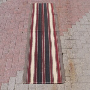 Turkish Kilim Runner Rug, Carpet Runner Rug, Striped Runner Rug, Vintage Runner, 2&#39;1&quot; x 6&#39;6&quot; ft, Hallway Runner, Stair Runner