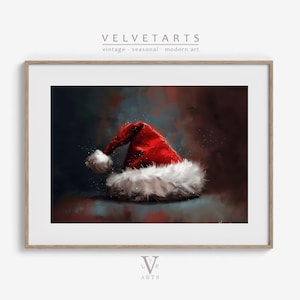 Printable - Enchanted Santa Hat, Vintage Painting | Christmas Print, Farmhouse Christmas, Christmas Wall Art, Digital Download | VP0136