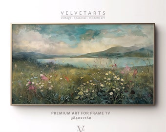 Frame TV Art - Spring Art | Wildflower Meadow, Vintage Landscape, Digital Download | TV0042