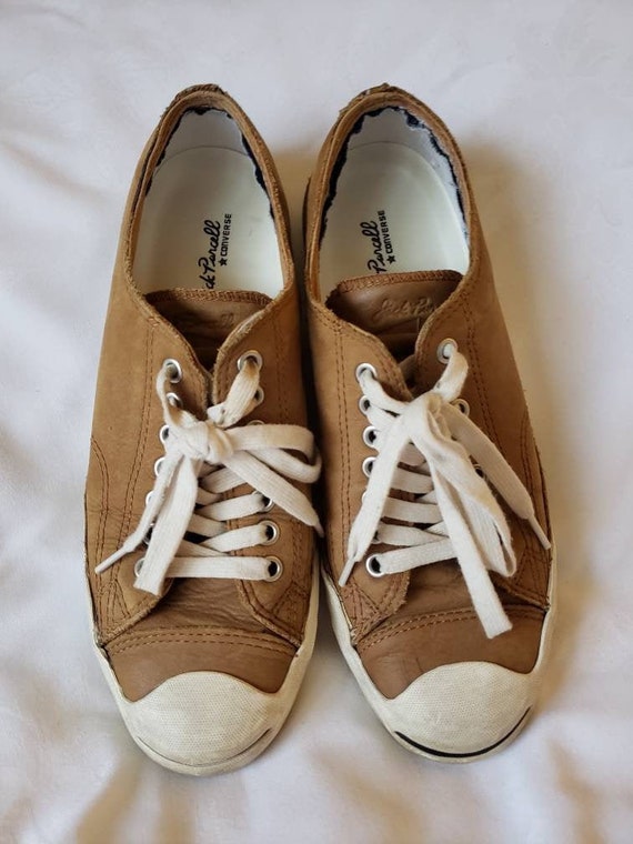 Jack Purcell Converse Oxford Sneakers Camel Leather Unisex Mens 7.5 Womens 9.5.