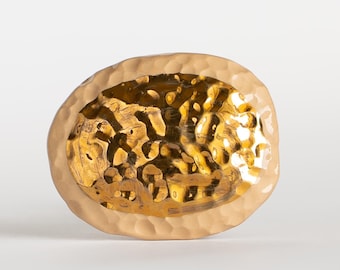 Ceramic Nugget Ring · Hammered Gold Luster · Sculptural Statement · One of a Kind
