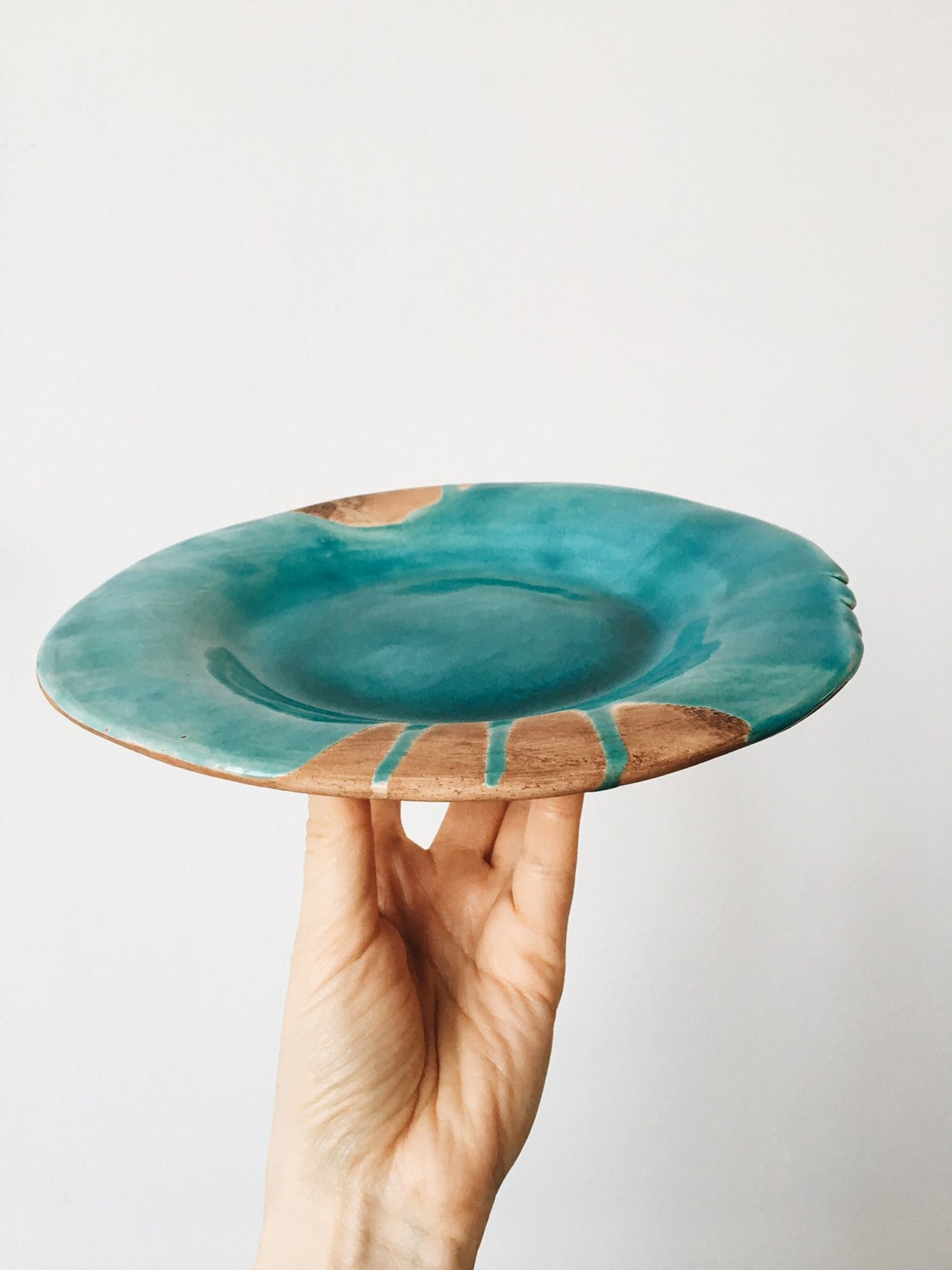 Azure ceramic dinner plate Blue handmade pottery dinnerware Etsy