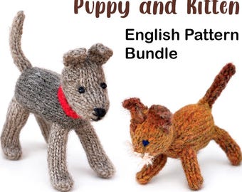 Miniature Puppy Dog & Kitten Knitting Pattern – Tiny Animal PDF, English Pattern