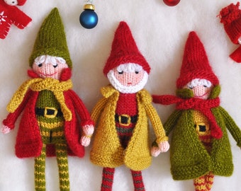 Knitting patterns Christmas Elf Toy Knitting Patterns Doll Chartreuse Christmas Ornament Gnomes Christmas patterns decor DIY toys Amigurumi