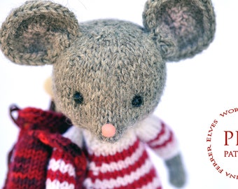 Toy knitting pattern-Gray mouse-knitted toy pattern-Amigurumi-ElvesWorld toy-knit patterns-mouse golfer pattern