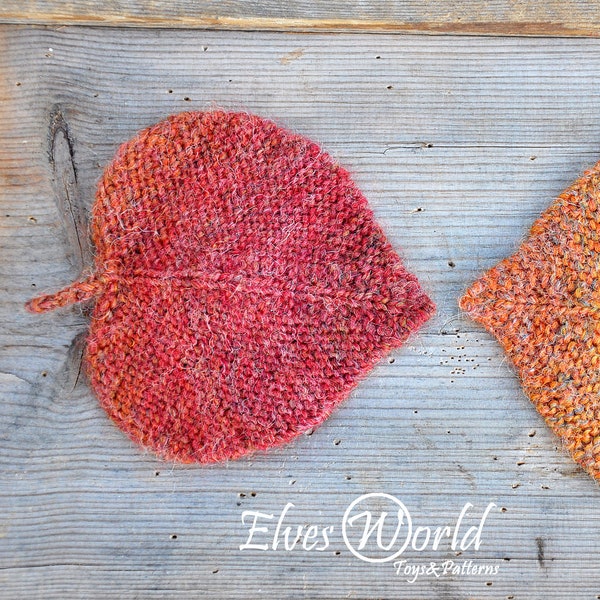 Knitting pattern Heart Valentine Day Gift Linden leaf ornament Two size Knitted leaves Fall ornament Coaster Tea Pot DIY Knit Rustic garland